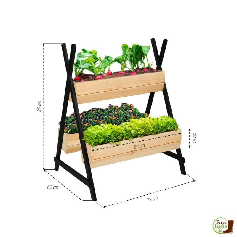Jardinière en bois sur pieds 3 bacs "tipito" (2)