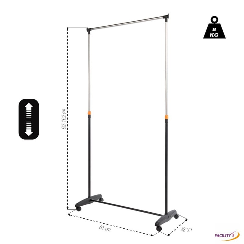 Portant à roulettes simple avec hauteur réglable (2)