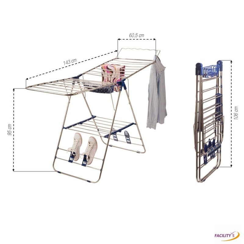 Étendoir à linge inox avec porte cintres (2)