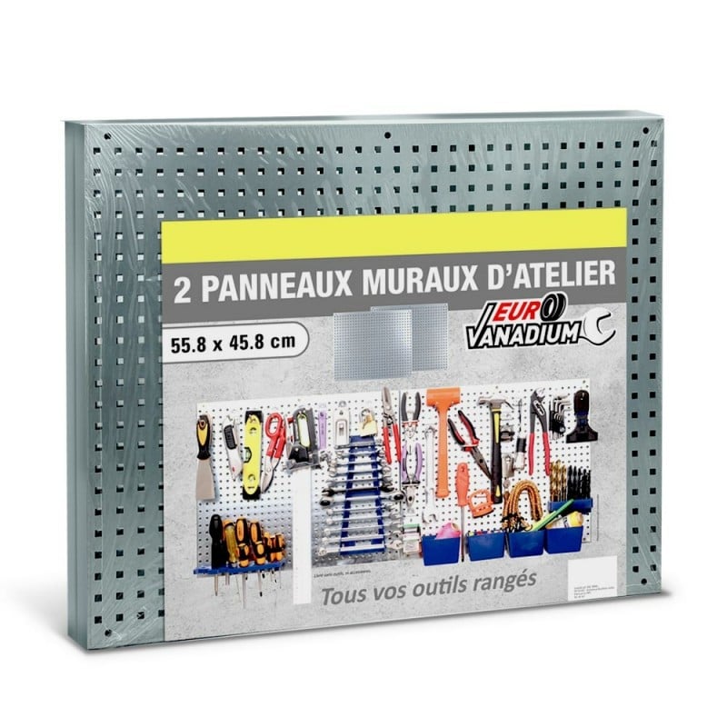 EURO VANADIUM - Crochets muraux de garage pour outils - x10