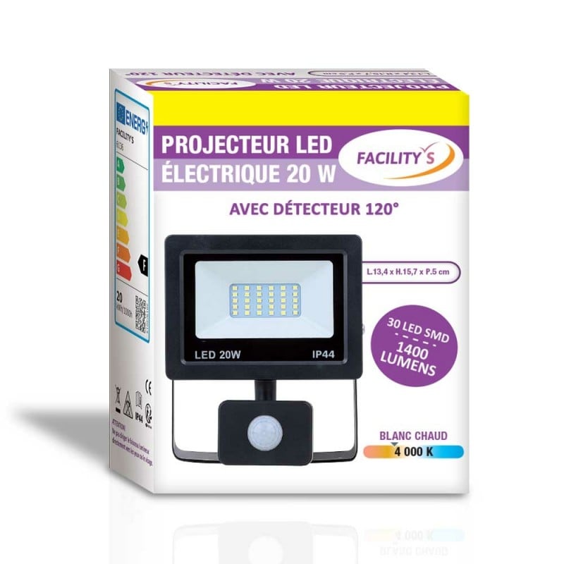 Projecteur LED SMD avec détecteur radar 20W garantie 2 ans - Gigalux - 02236