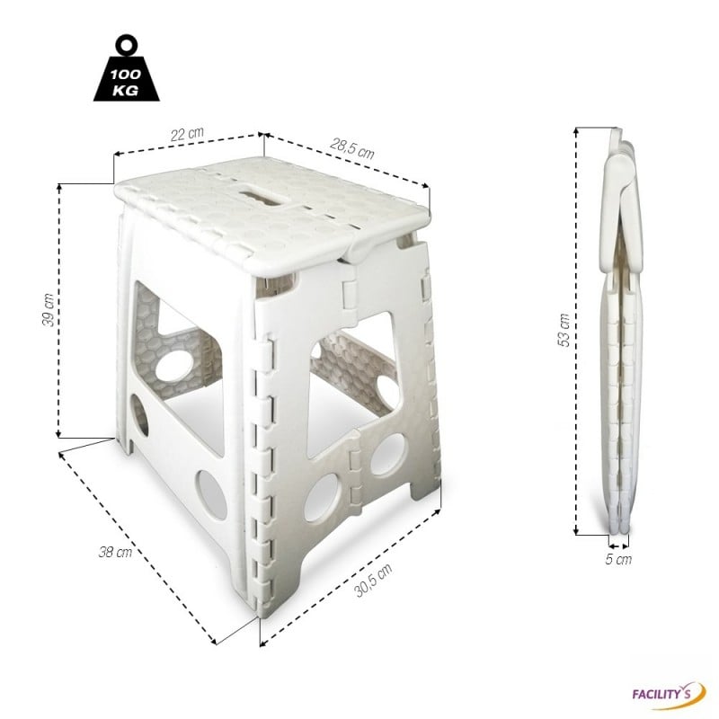 Escabeau Marchepied Pliable en Bois Blanc 