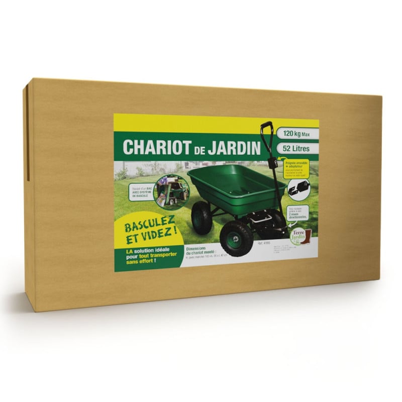 Chariot de jardin 4 roues - 52 litres capacité 120 kg (7)