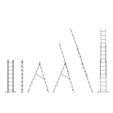 Échelle 3 plans transformable - 2,17 à 4,51 m (3)