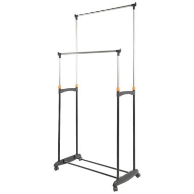 Portant vêtement à roulettes double avec hauteur réglable (1)