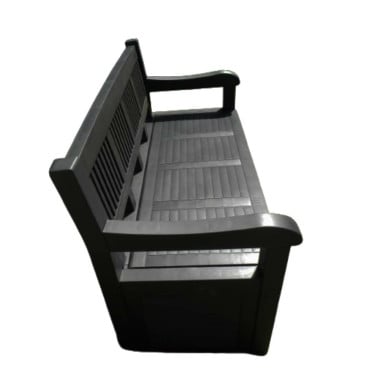 Banc coffre de jardin gris en plastique (3)