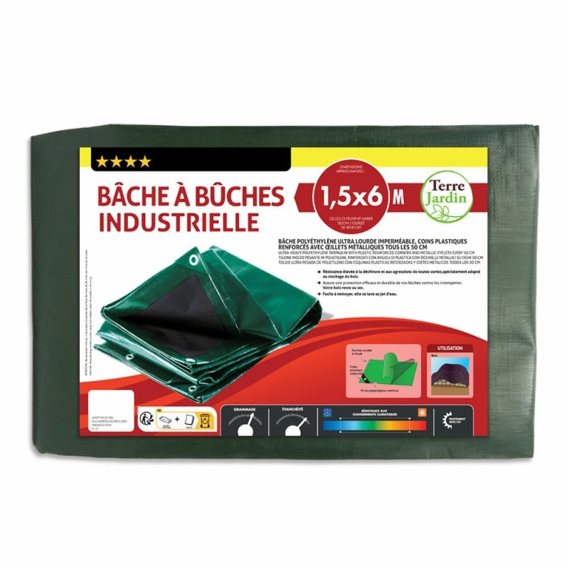 Bâche à bûches protège bois verte 240 g/m² de 1,5 x 6 m ou 2x 8 m