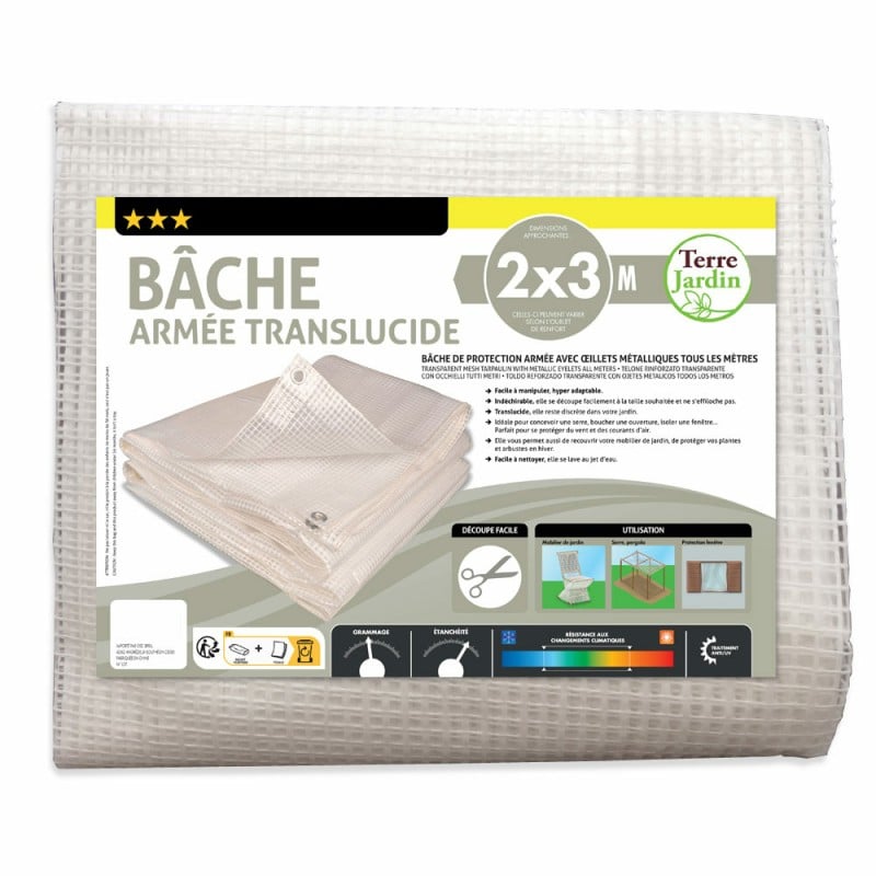 Bâche de protection professionnelle et multi-usages verte - Elos - 240 g/m²  avec œillets - 6 MTR x 10 MTR