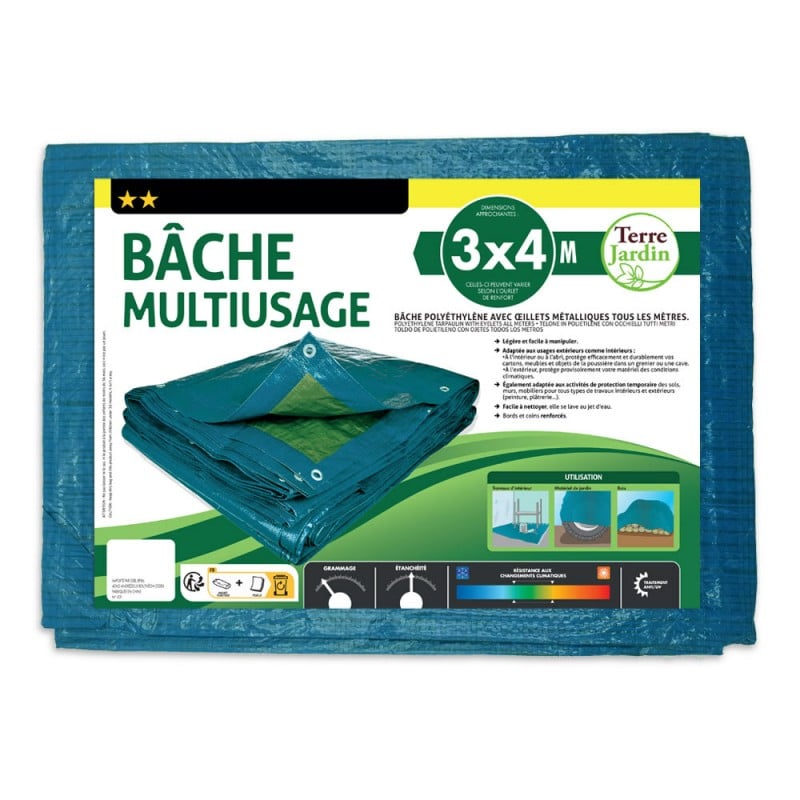 BACHE ECOLOGIQUE FINE DE PROTECTION 4X3M - 10 MICRONS POUR COUVRE MEUBLE