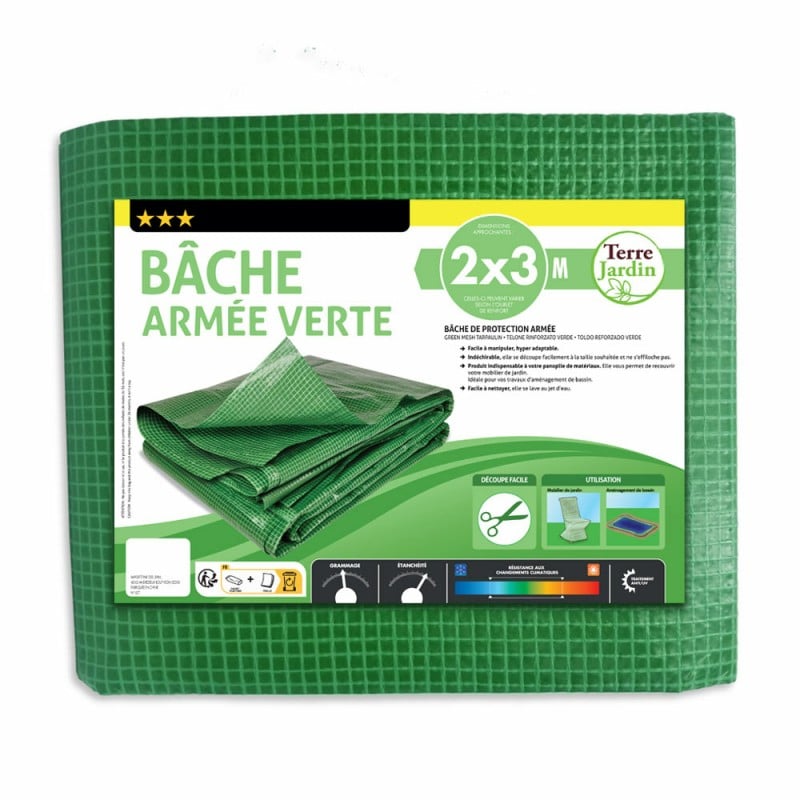 Bâche armée verte 160g/m2 découpable