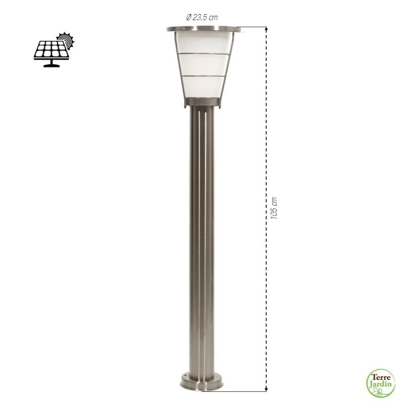 Lampadaire en acier inoxydable, éclairage extérieur avec détecteur