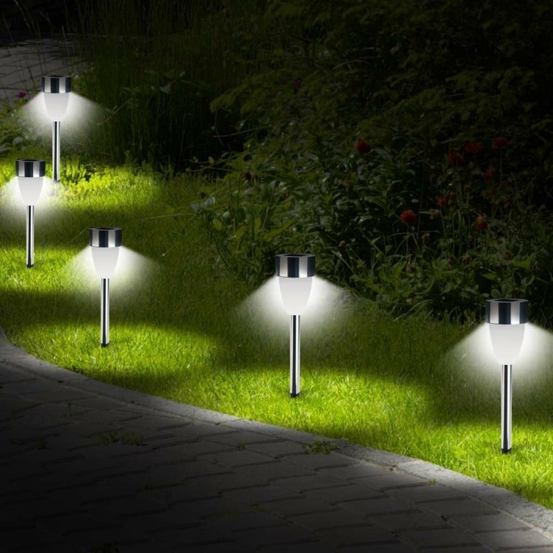 8 Lampes solaires tulipes blanches: borne solaire