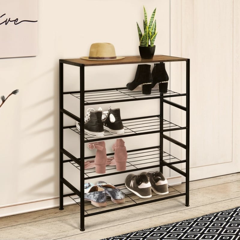 Étagère à chaussures style industriel - 4 niveaux (3)