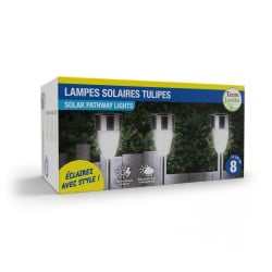 Bornes solaires tulipes blanches - Lot de 8 (3)