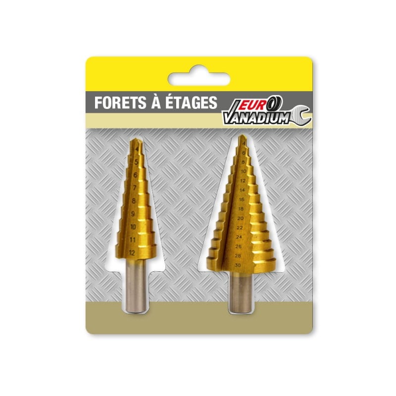 flintronic Foret Étagé, 5PCS (5-13mm, 3-13mm, 6-19mm, 5-22mm, 6-35mm), 1  Poinçon Central Automatique + 1 Foret Hélicoïdal, Foret de Coupe Conique à