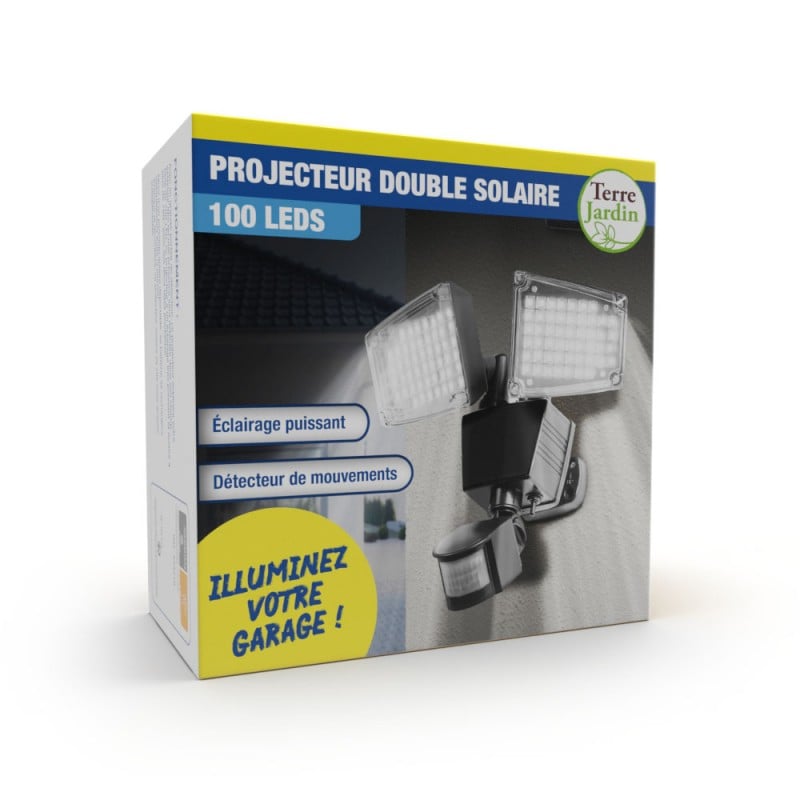 Double projecteur solaire extérieur avec détecteur de mouvement