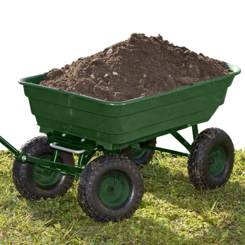 Chariot de jardin 4 roues - 52 litres capacité 120 kg (4)