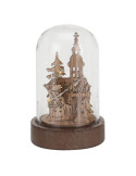 Décoration lumineuse en bois sous cloche