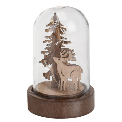 Décoration lumineuse en bois sous cloche (1)