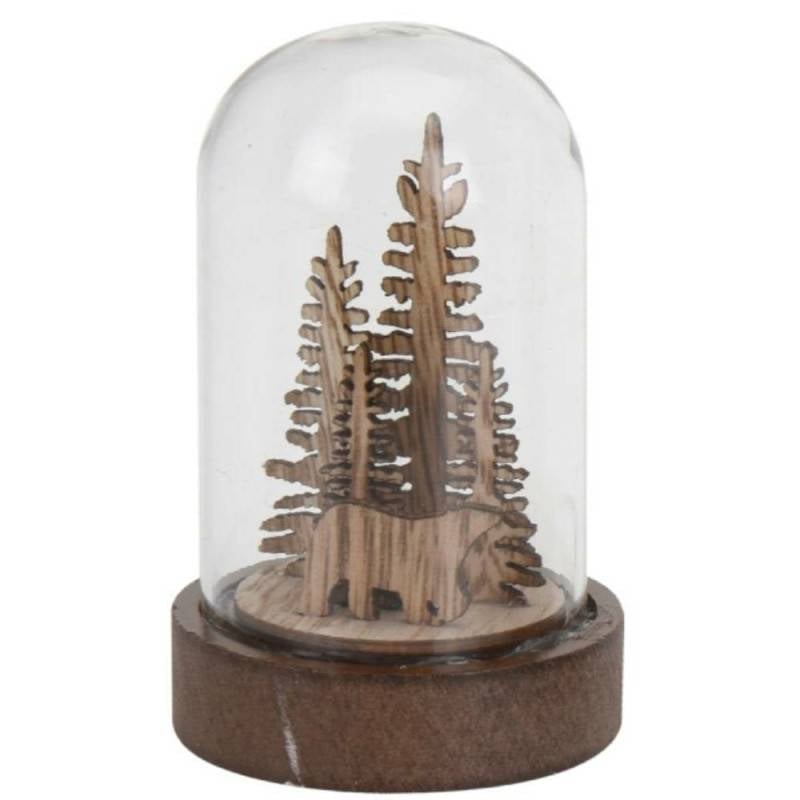Décoration lumineuse en bois sous cloche (3)