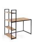 Bureau effet bois et métal avec étagère intégrée