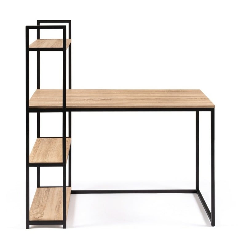 Bureau avec étagère design industriel en bois et métal LUDINE