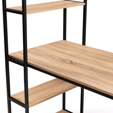 Bureau effet bois et métal avec étagère intégrée (4)