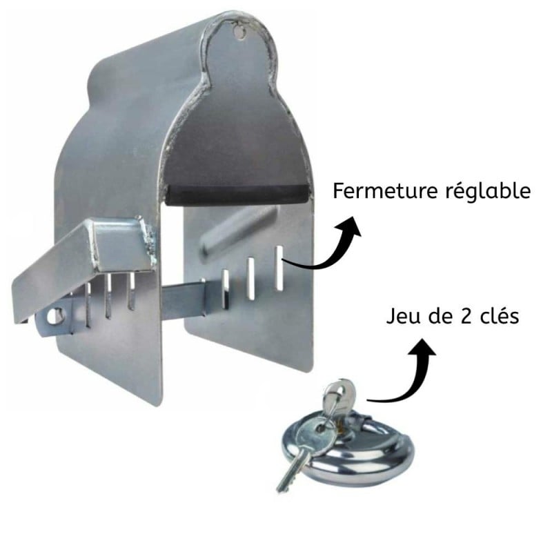 ANTIVOL REMORQUE POUR TETE D'ATTELAGE (AVEC LE CADENAS) - Roady