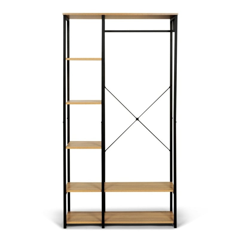 Dressing porte vêtements effet bois et métal (2)