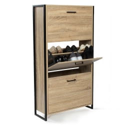 Meuble à chaussures effet bois et métal (2)