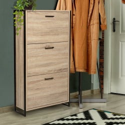 Meuble à chaussures effet bois et métal (4)