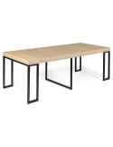 Table console extensible  effet bois et métal - 4 rallonges