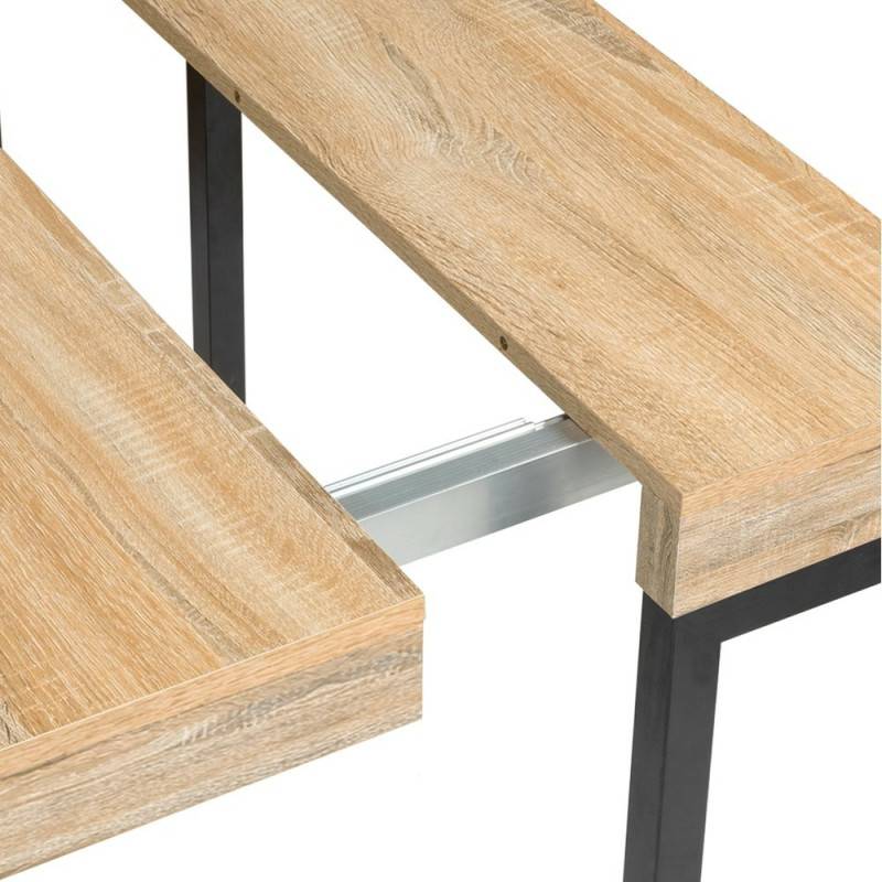 Table console extensible  effet bois et métal - 4 rallonges (3)