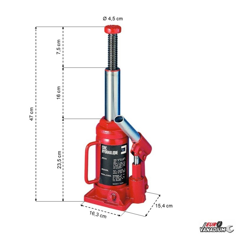 Cric bouteille hydraulique 20T - Provence Outillage