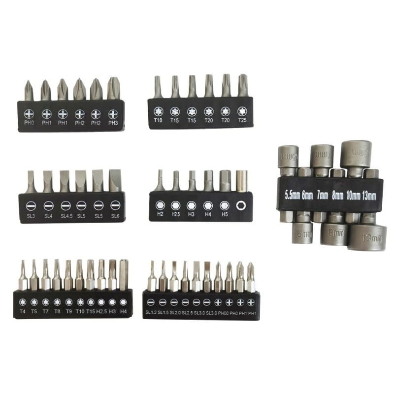 Tournevis multi embouts aimantés  50 pièces avec LED (1)