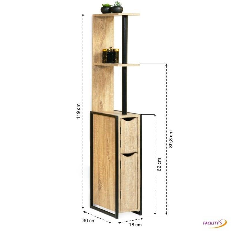 Meuble WC bois et métal type industriel