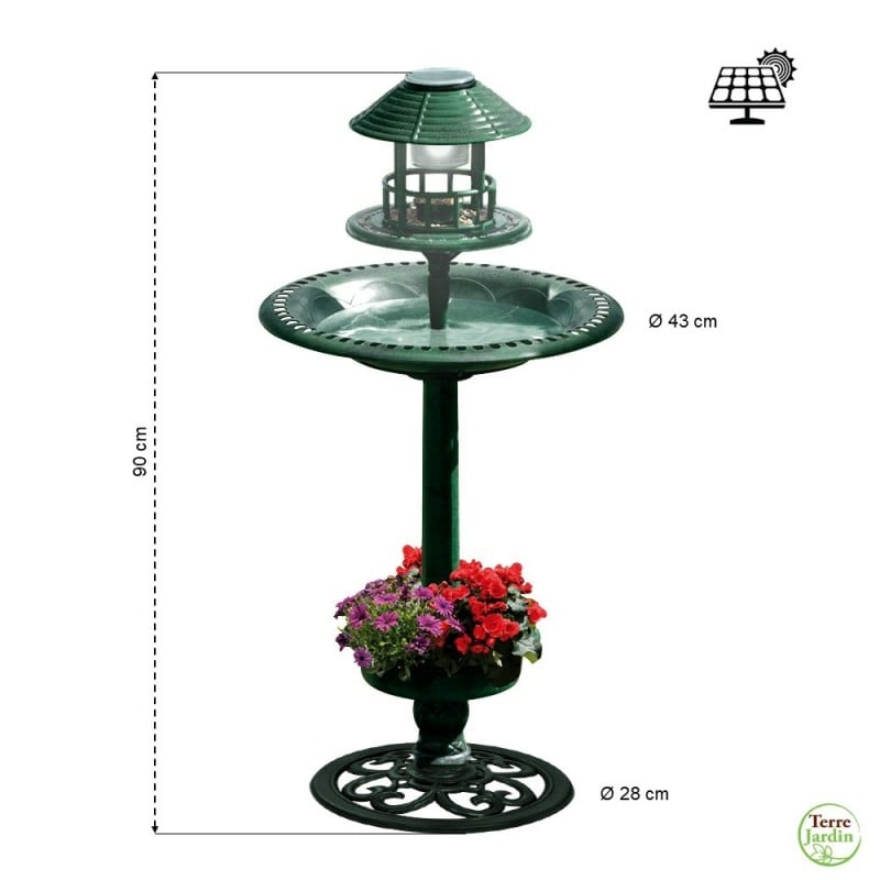 Mangeoire à oiseaux solaire à suspendre en métal pour l'extérieur, phare  solaire de 35,6 cm avec balise rotative à DEL, décoration de jardin, cadeau