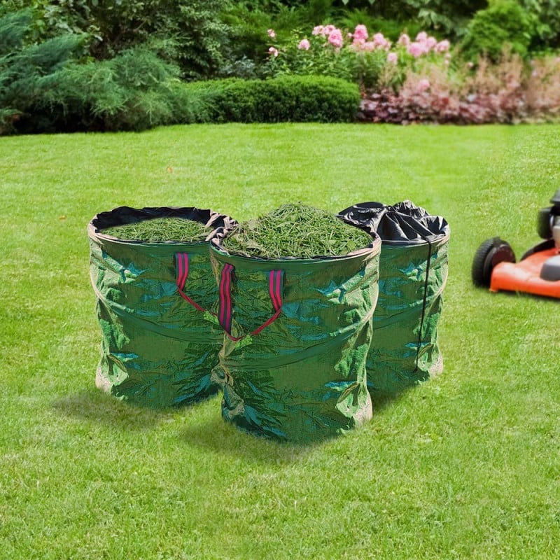 Sac de jardin rond 100l Pop Up 3x Sac de déchets en Tissu Pliable