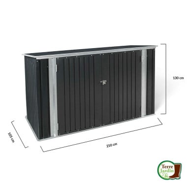 Abri de jardin coffre métallique vélos, outils - 210 x 130 x 105 cm (1)