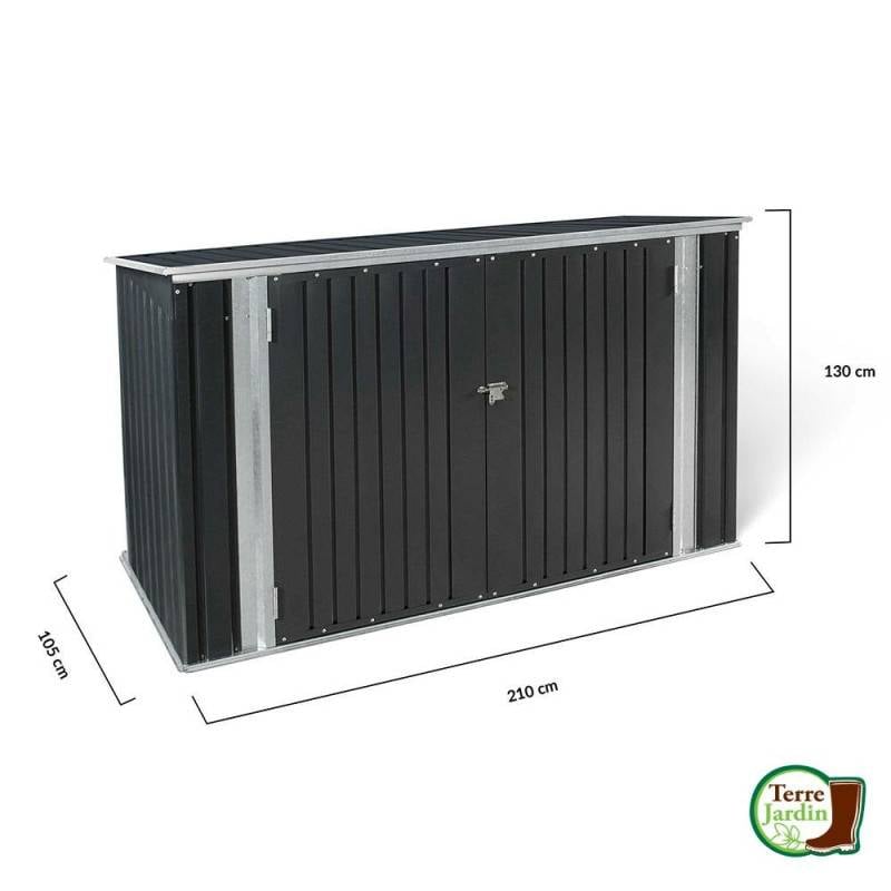 Abri de jardin coffre métallique vélos, outils - 210 x 130 x 105 cm (1)