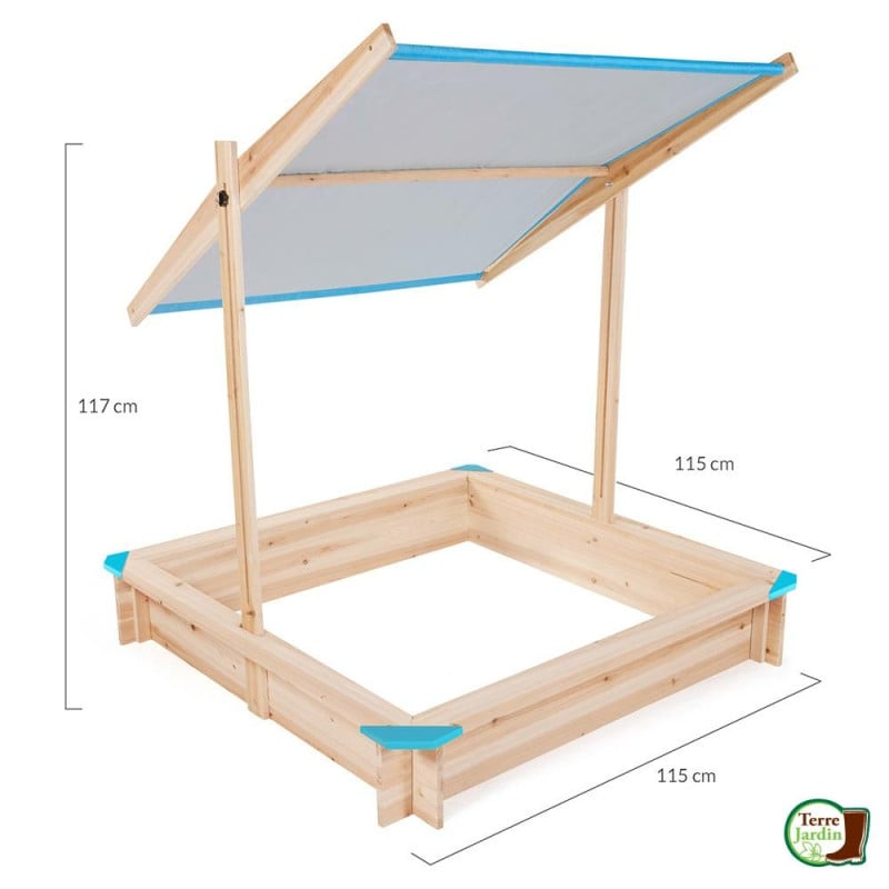 Bac à sable, Cabane de Jardin Enfant avec Toit et Véranda GRETCHEN, en  Bois, avec Assises et Toit pare-soleil, 106 x 105 x 137 cm acheter en ligne  à bas prix