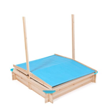 Bac à sable en bois avec toit réglable "Sandyfun" 115x115 cm (2)