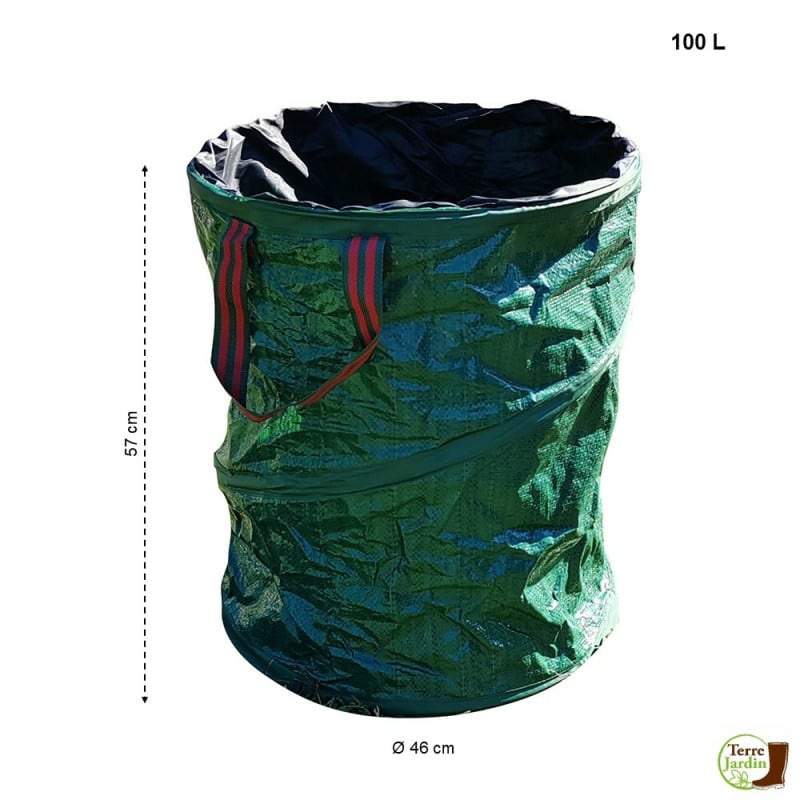 Sac pour déchets verts de jardin pop up 100 L - Lot de 3