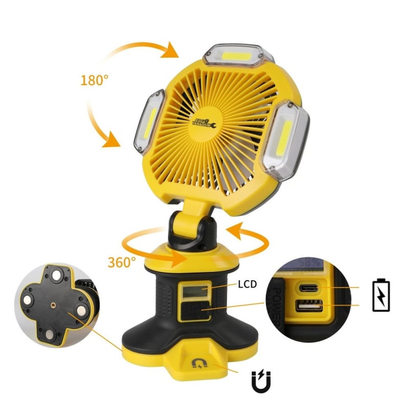 Projecteur LED rechargeable avec ventilateur (1)