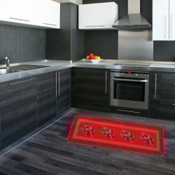 Tapis de cuisine rouge antidérapant motif olives (2)
