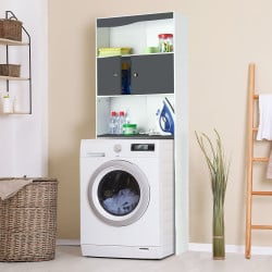 Meuble étagère WC 2 portes effet bois (2)