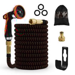 Tuyau d'arrosage extensible flexible avec accessoires et fixations