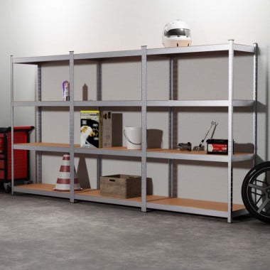 Triple étagère charges lourdes en métal, 2m10 de linéaire, 12 plateaux (5)