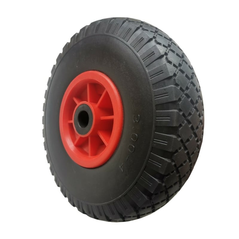 Roue increvable 260 mm  3.00 4  avec axe central et alésage 20 mm pour diable et chariot