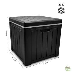 Glacière cube multifonction table ou tabouret effet bois 37 L